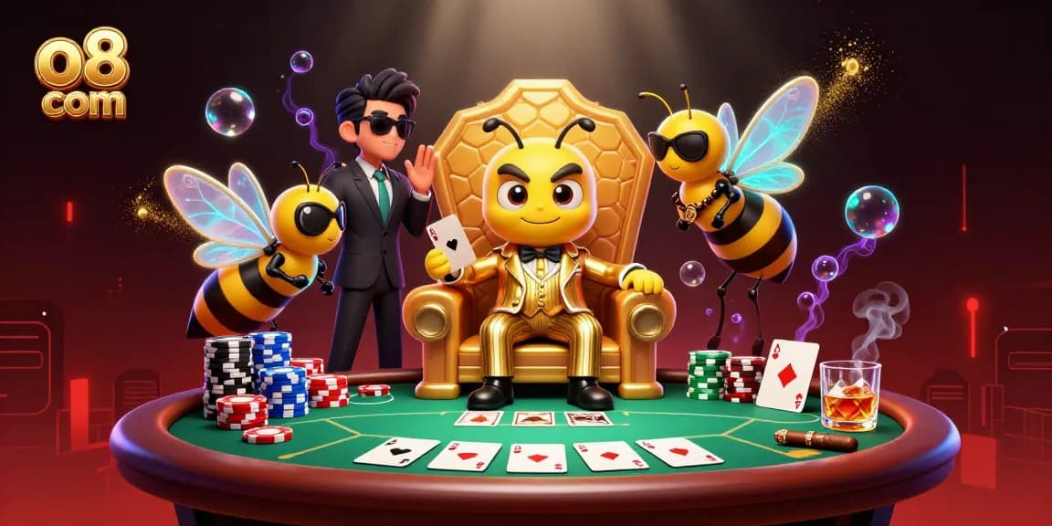 Experience high-stakes poker action with o8 com in a vibrant casino scene featuring dynamic characters.