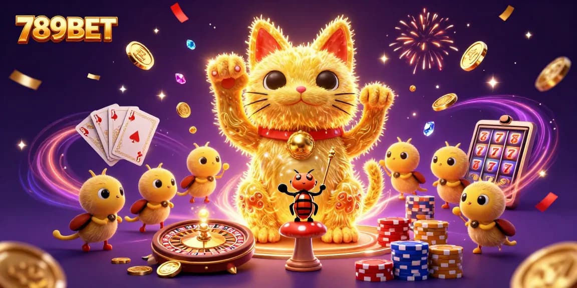 Experience the excitement of 789BET with vibrant casino elements and dynamic characters!