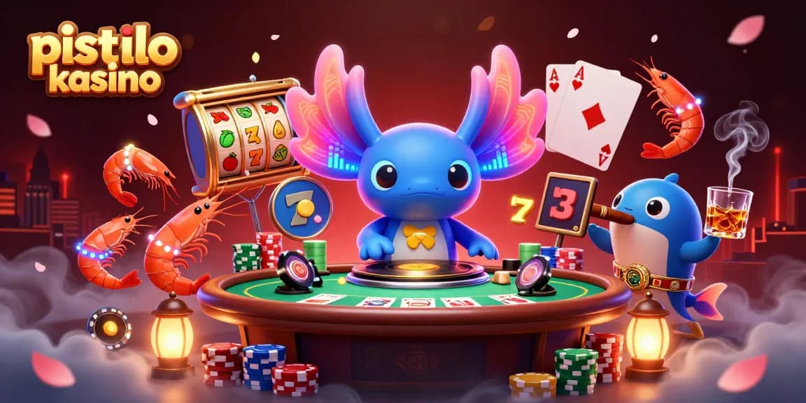 Spel met pistolo kasino in een kleurrijke 3D-scène vol gokkasten en een DJ.