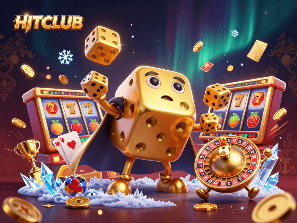 Experience thrilling action at HITCLUB with a vibrant 3D casino scene filled with jackpots and games.