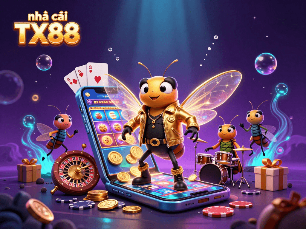 Engage with thrilling games at nhà cái TX88, featuring vibrant characters and exciting casino elements.