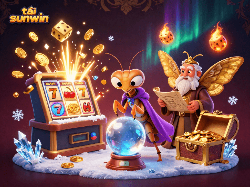 Play and win big with tải sunwin in this vibrant 3D casino illustration filled with excitement.