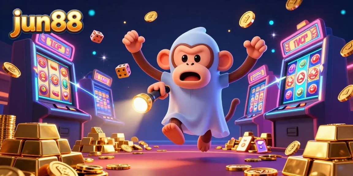 Experience the thrilling excitement of jun88’s casino with a playful ghost and a puppy hunting treasures!