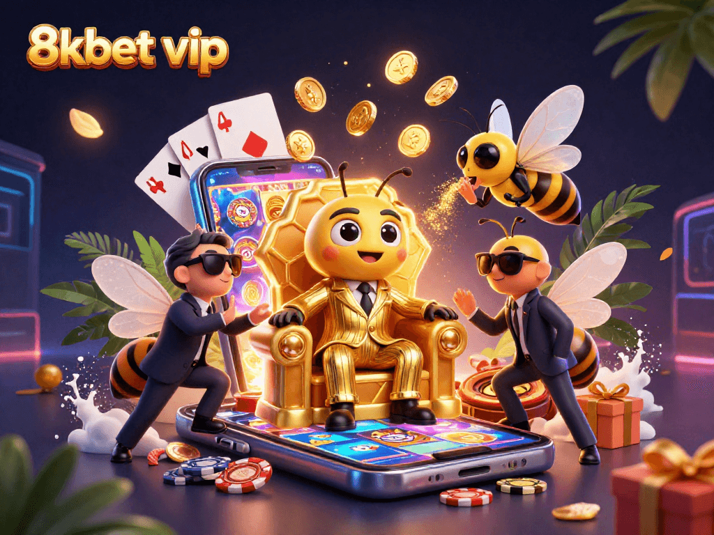 Play thrilling games at 8kbet vip with exciting symbols and vibrant prizes in a dynamic scene.