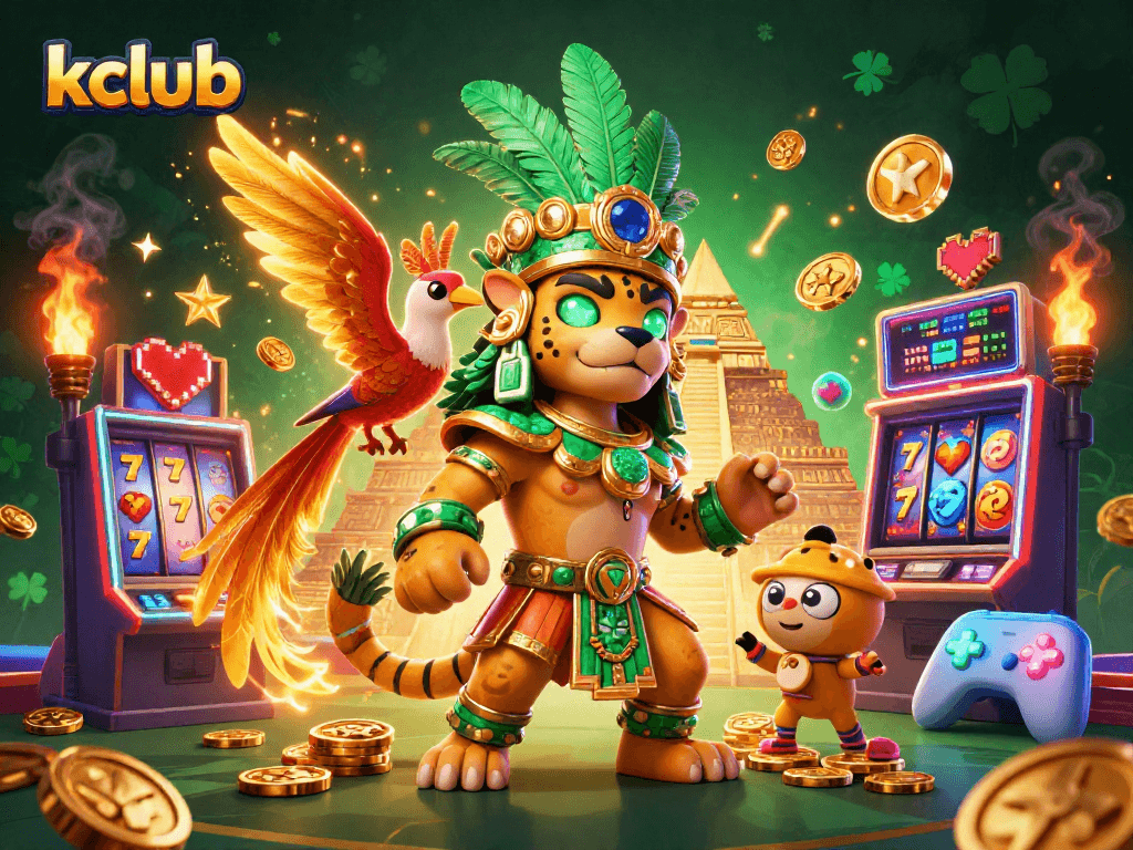 Kclub's lively casino scene featuring a Mayan jaguar priest and vibrant slot machines highlights winning strategies in 2026.