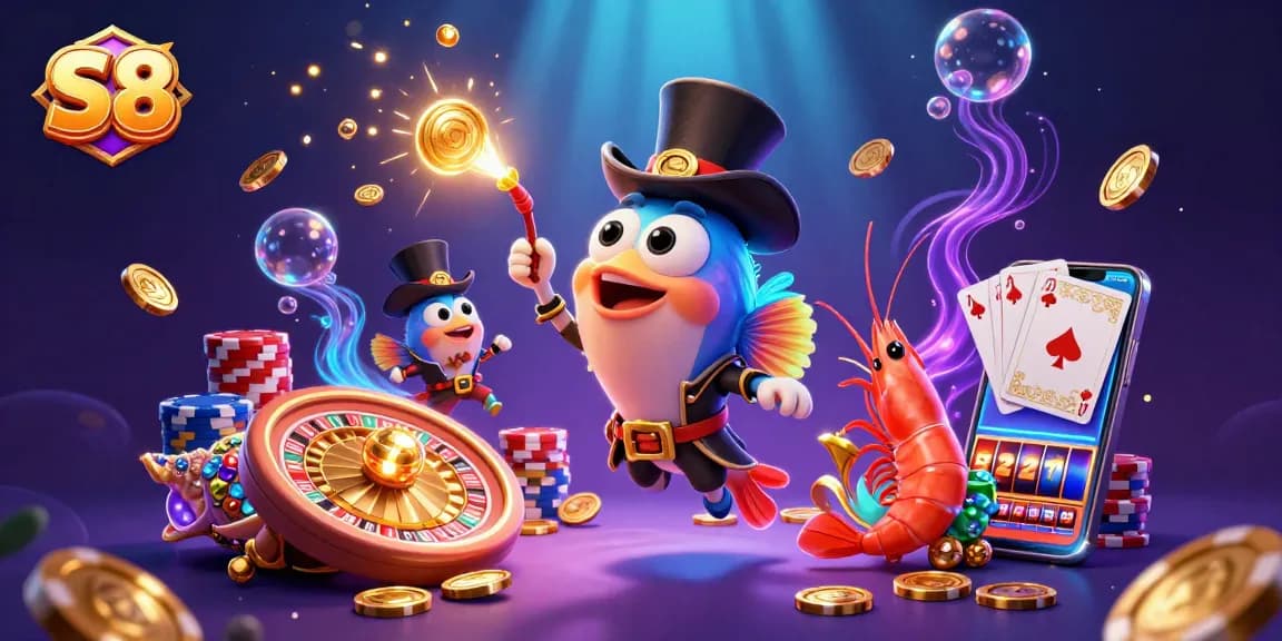 S8 engages players with interactive casino fun, featuring an anglerfish and pirate shrimp amid jackpot elements.