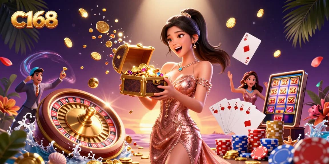 Experience thrilling wins at C168 Casino with vibrant treasures and spinning games.