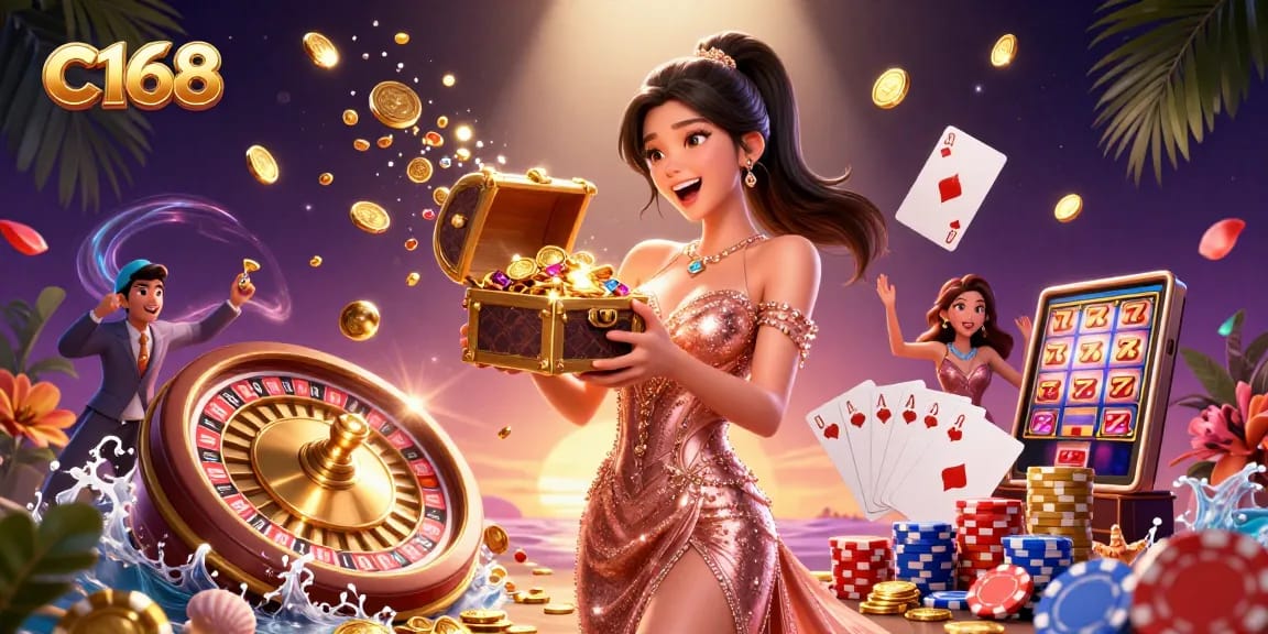 Experience thrilling wins at C168 Casino with vibrant treasures and spinning games.