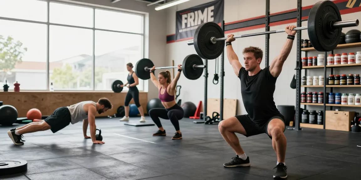 Prime Pharma Steroiden athletes engaging in intense workouts at a vibrant gym