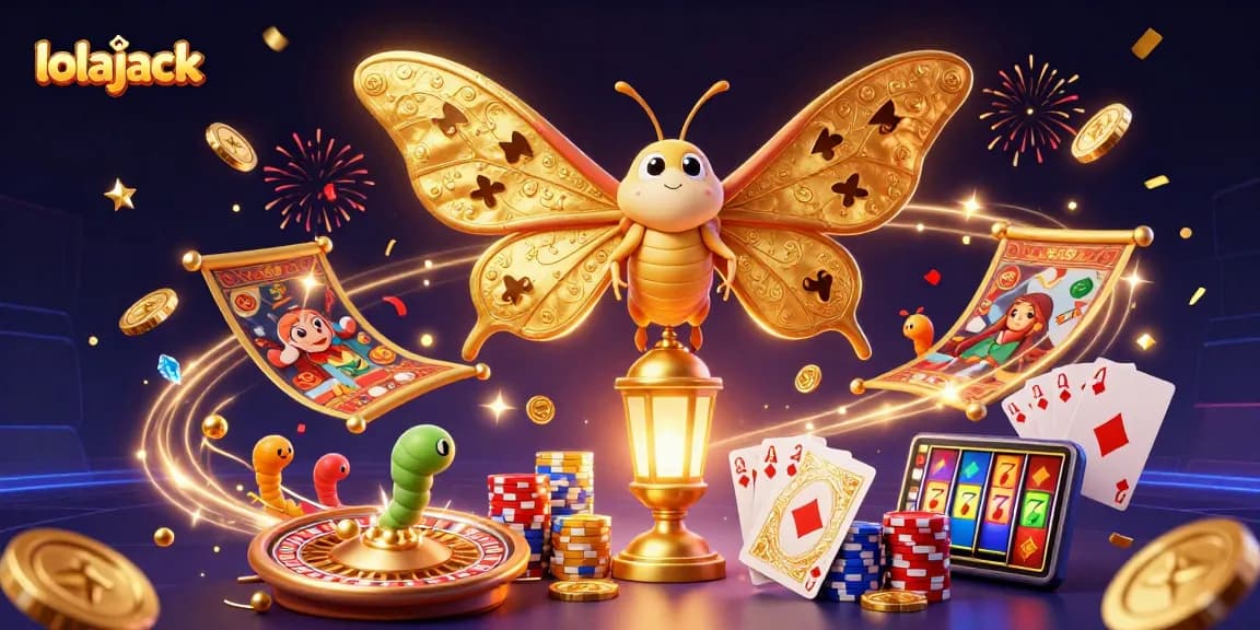 Experience the thrill of lolajack casino games with golden wings, vibrant colors, and dynamic energy.