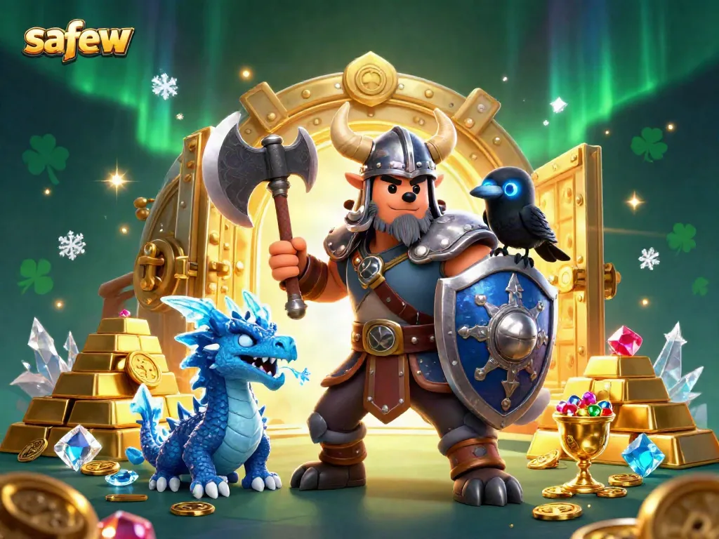 Engage with safew features in a dazzling casino scene filled with treasures and characters.