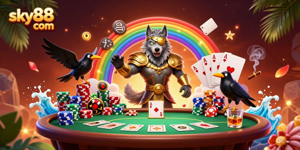 Engage in exciting gaming at sky88 com with vibrant poker tables and captivating characters.