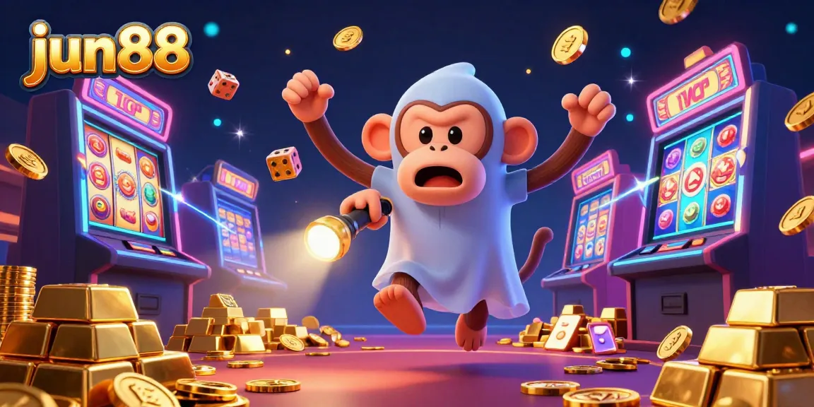 Experience the thrilling excitement of jun88’s casino with a playful ghost and a puppy hunting treasures!