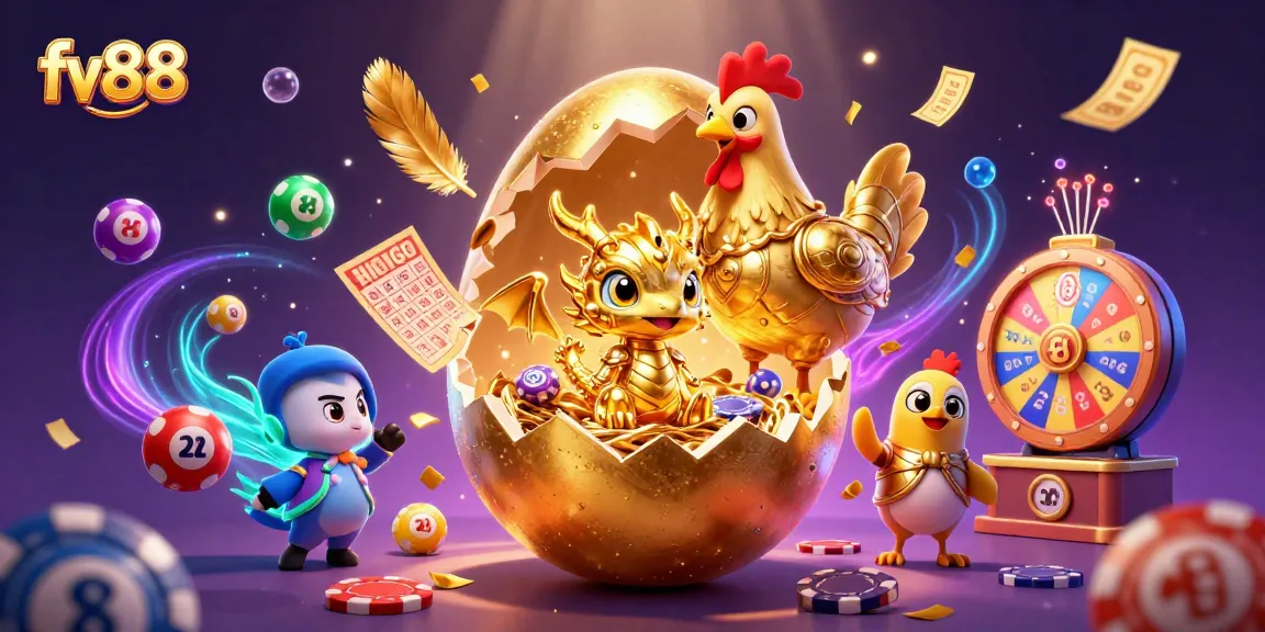 Experience the thrill of fv88 with a vibrant golden dragon surrounded by casino elements.