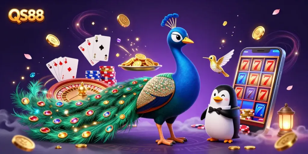 Experience thrilling gameplay at QS88 with vibrant casino elements and enchanting characters.