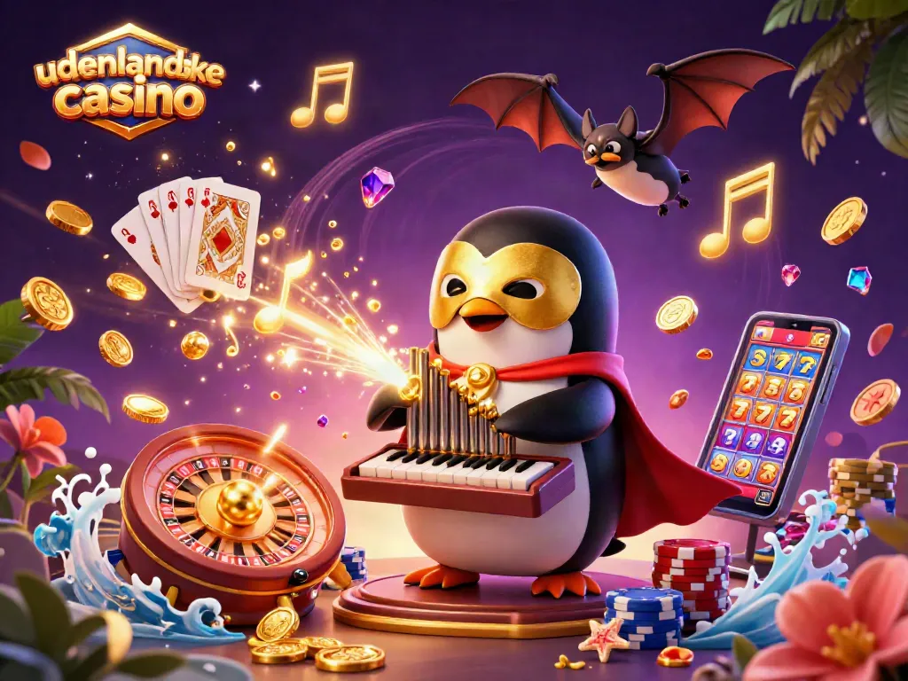 Engage with udenlandske casino in a vibrant 3D illustration showcasing exciting game elements.