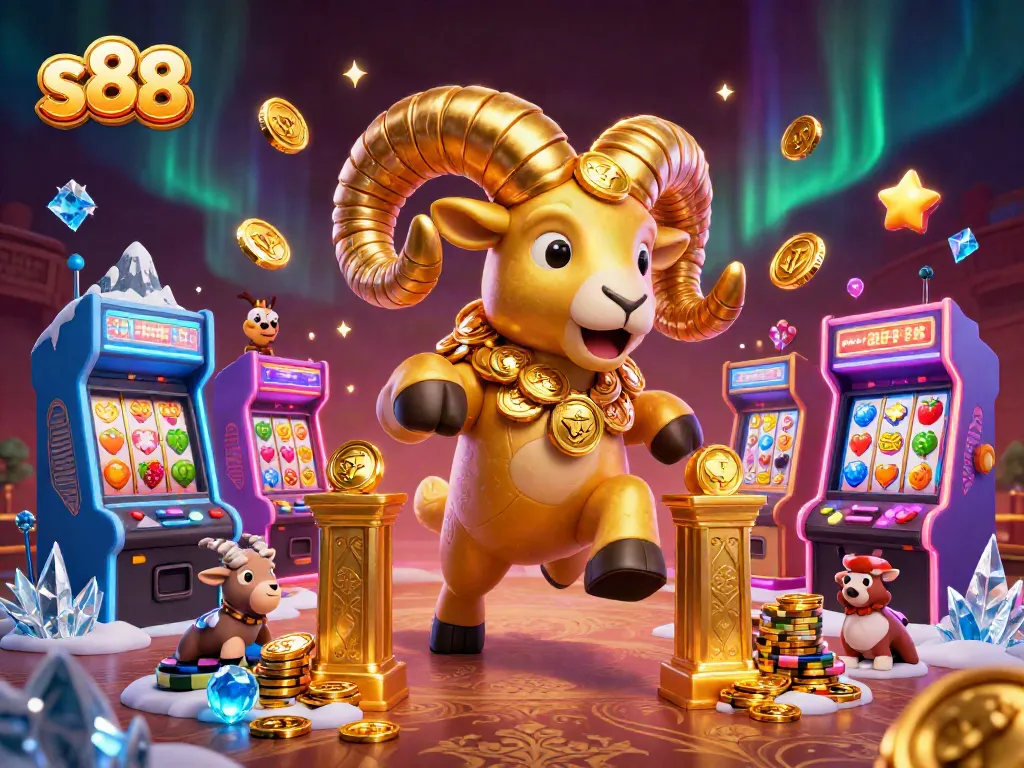Engage with the energetic s88 casino experience, featuring animated characters and vibrant slot symbols.