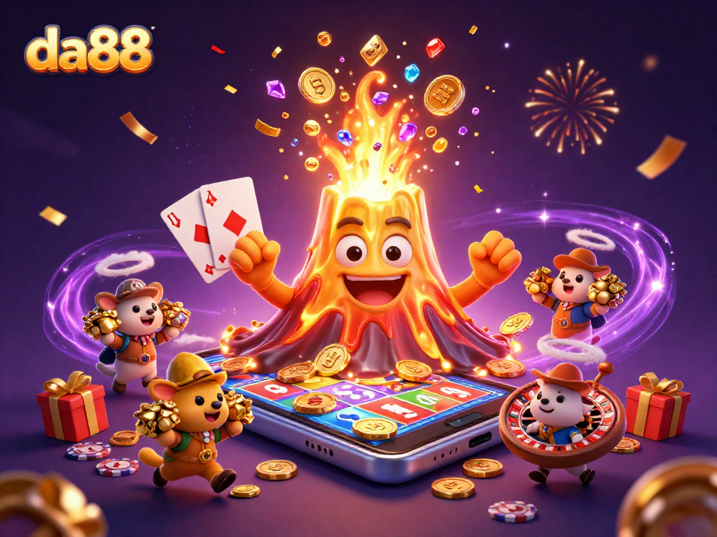 Celebrate big wins at da88 casino with an erupting volcano of treasure!