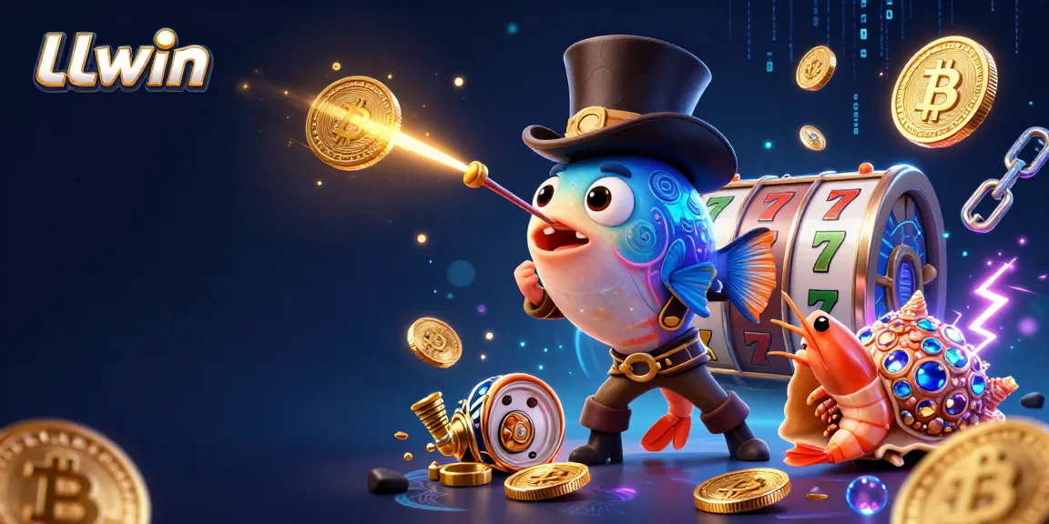 LLwin attracts excitement with slots, golden coins, and thrilling characters in a vibrant 3D scene.