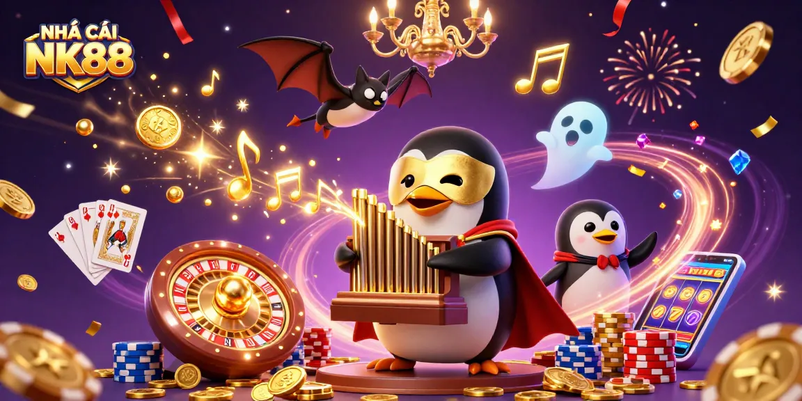 Engage in thrilling gameplay at NHÀ CÁI NK88 with colorful characters and dynamic casino elements.