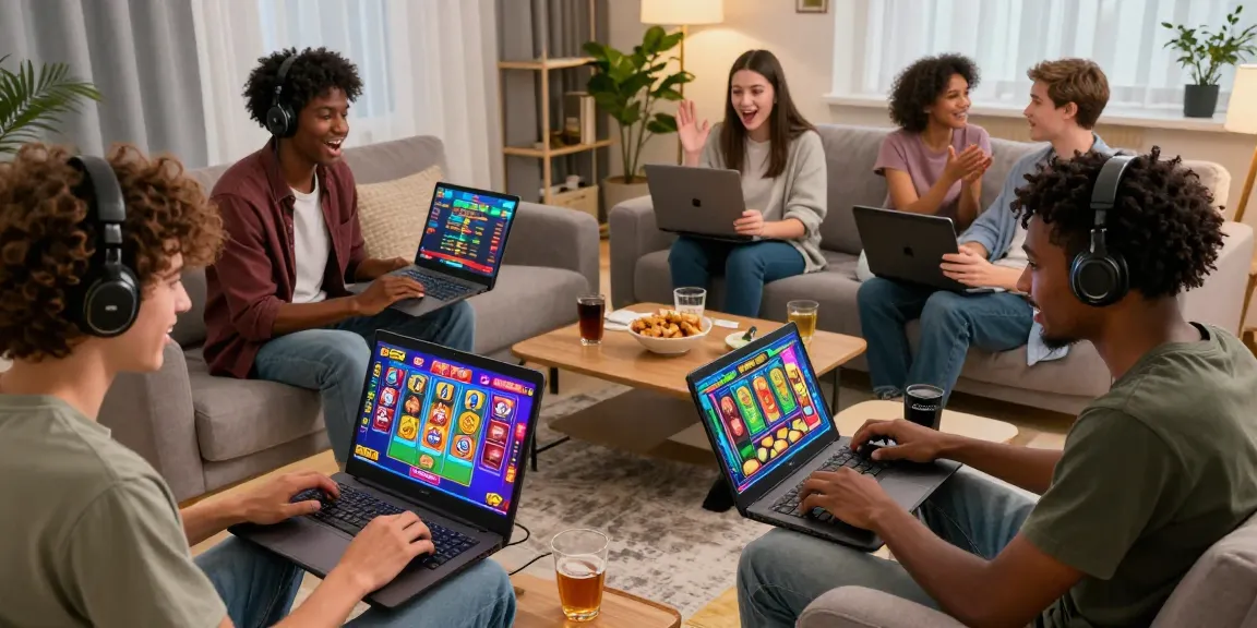 Pengalaman bermain slot online di tahun4d dengan pemain beragam dan perangkat modern di ruang tamu nyaman.