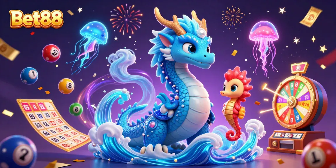 Bet88 offers an exciting gaming experience revealing vibrant lottery elements in a captivating underwater scene.