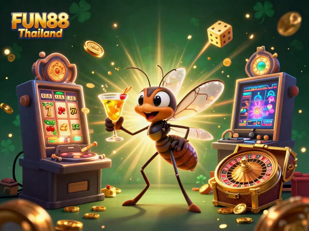 Engage in thrilling gaming with FUN88 Thailand featuring vibrant characters and casino elements.