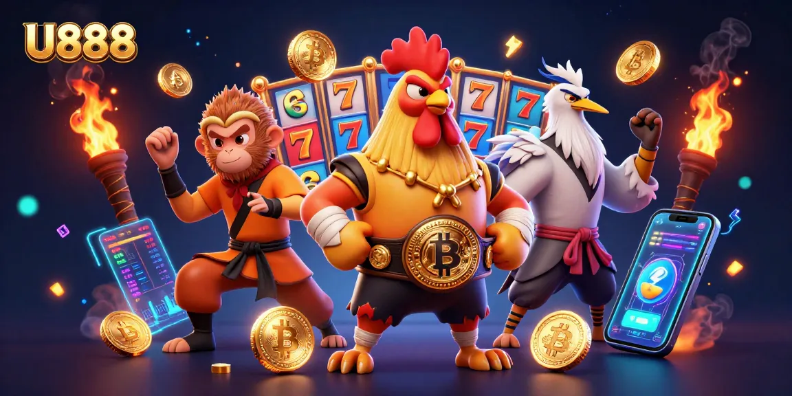 Engage in the excitement of U888 with vibrant casino elements and dynamic 3D characters.