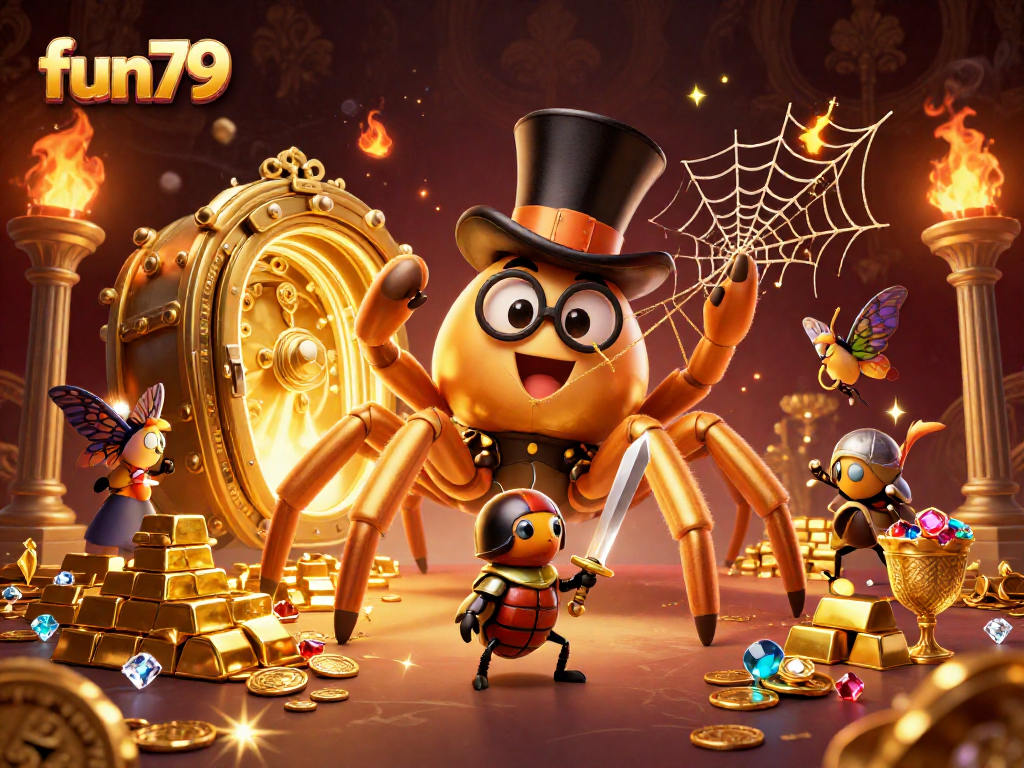 Win big at fun79 with thrilling casino action and captivating characters in a vibrant 3D illustration.