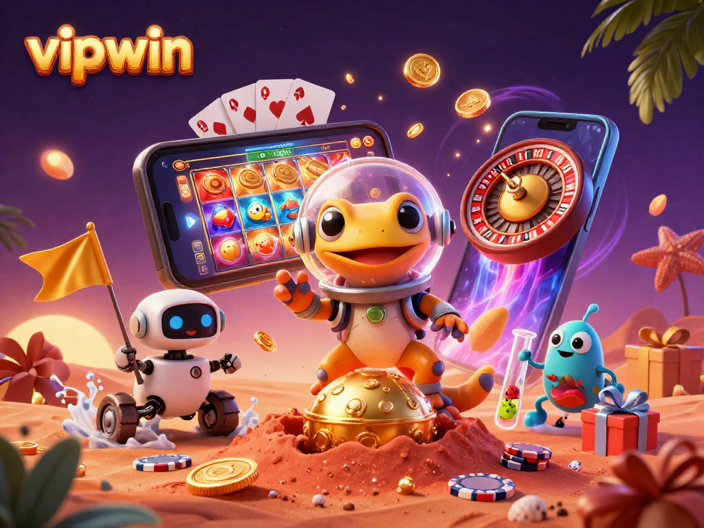 Visit vipwin to enjoy an exciting 3D casino adventure with vibrant characters and dynamic game elements.