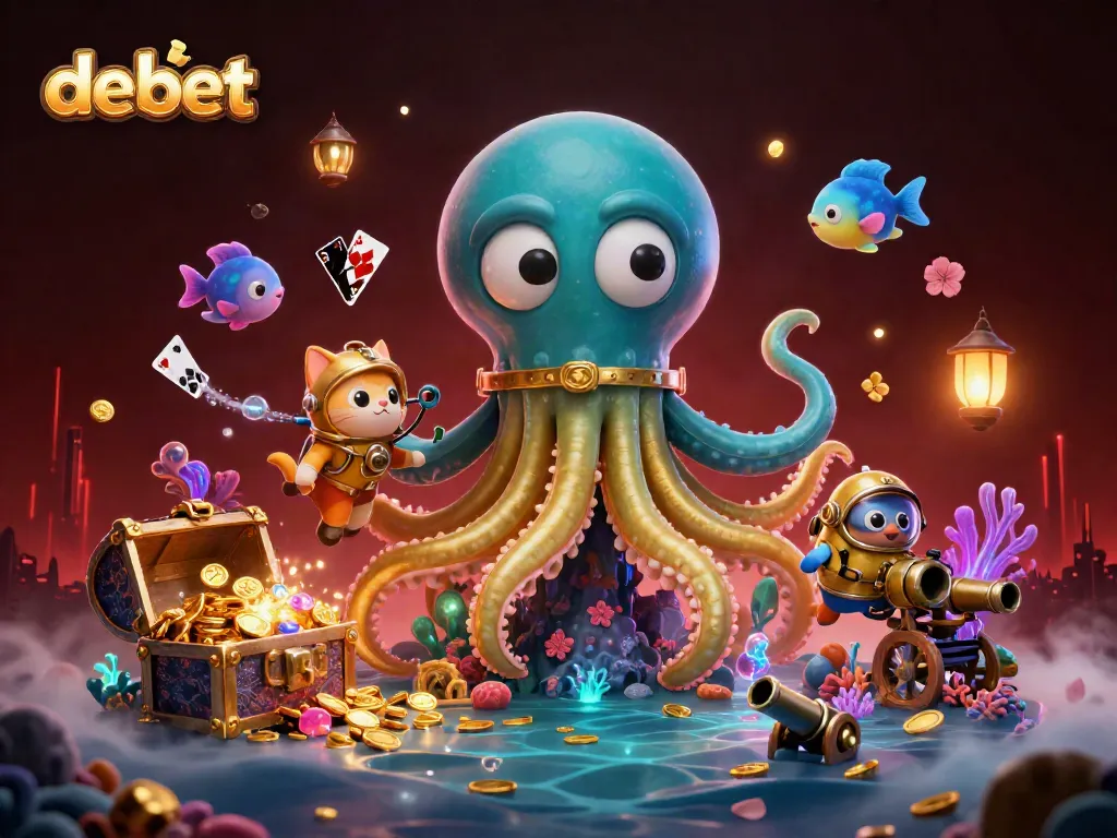 Engage in thrilling casino adventures with Debet depicted through vibrant underwater treasures.
