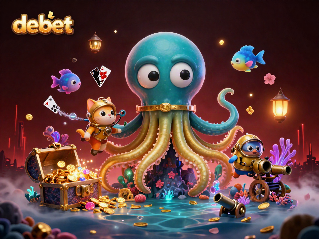 Engage in thrilling casino adventures with Debet depicted through vibrant underwater treasures.