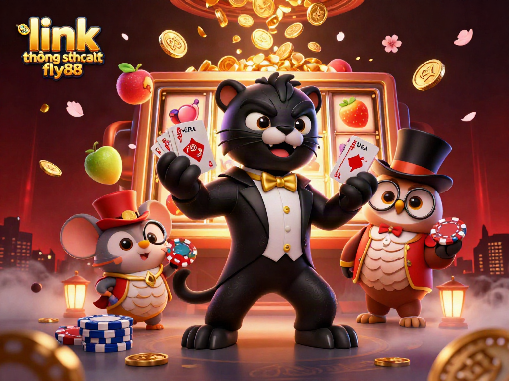 Experience thrilling gaming action with link không chặn fly88 in this fantasy casino scene featuring vibrant characters and rich decorations.