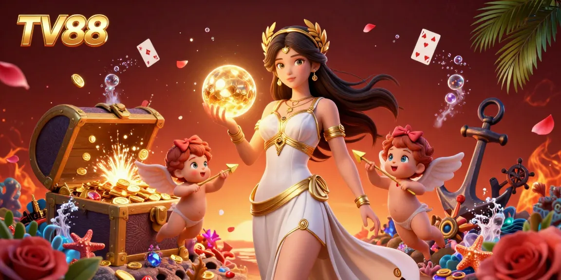Experience thrilling gaming moments at TV88 with 3D characters and vibrant casino elements.