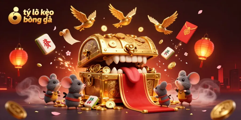 Experience thrilling betting with tỷ lệ kèo bóng đá, showcased in an enchanting 3D scene filled with vibrant gambling elements.