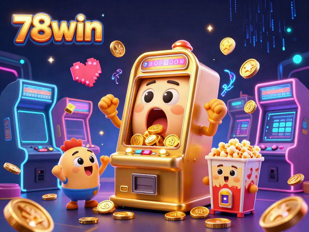Exciting visual of a golden slot machine celebrating a jackpot, representing 78win's vibrant gaming atmosphere.