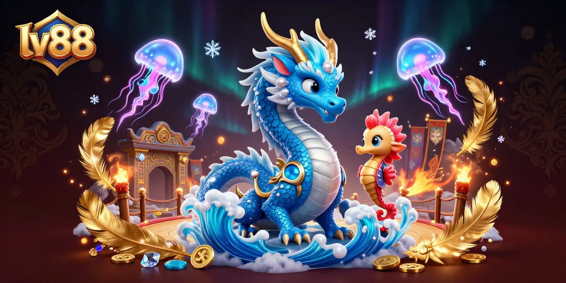 Experience the thrill of lv88 with dynamic casino action featuring an azure dragon and seahorse knight.