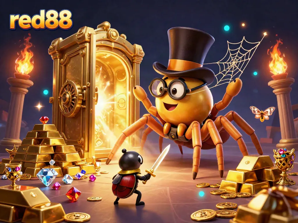 Experience enchanting online gaming at red88 with a vibrant casino-themed 3D illustration.