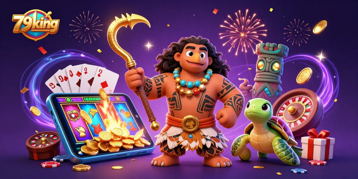 Experience the excitement of 79king with a dynamic casino scene featuring vibrant characters and games.