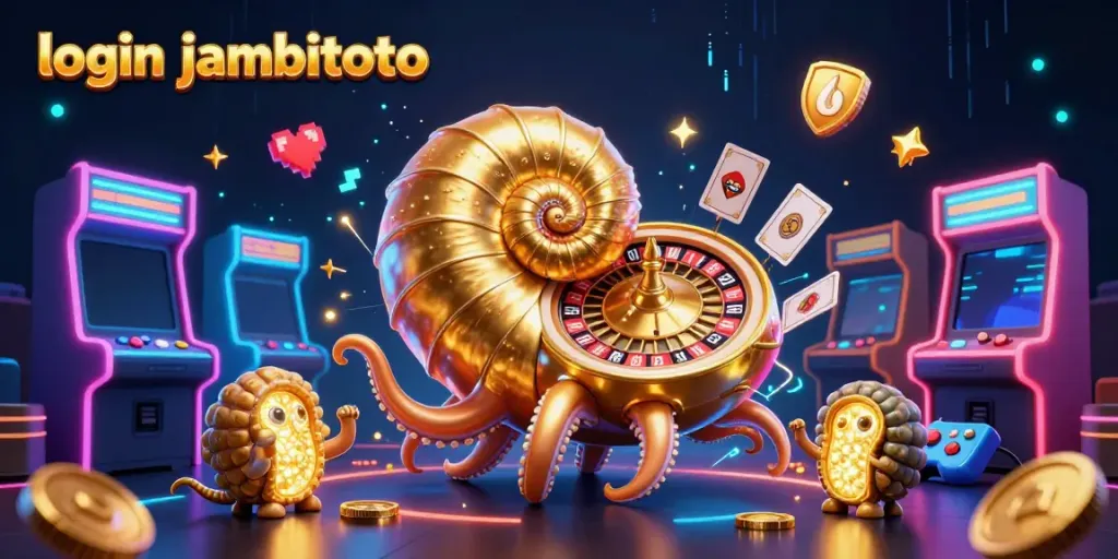 Experience the thrill of login jambitoto with an exciting 3D illustration of vibrant gaming elements.
