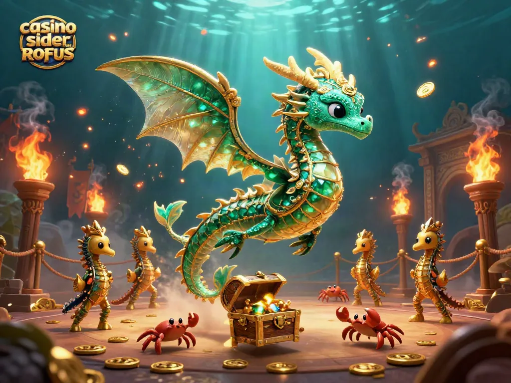 Engage with casino sider uden ROFUS adventures featuring a vibrant 3D sea dragon and treasure