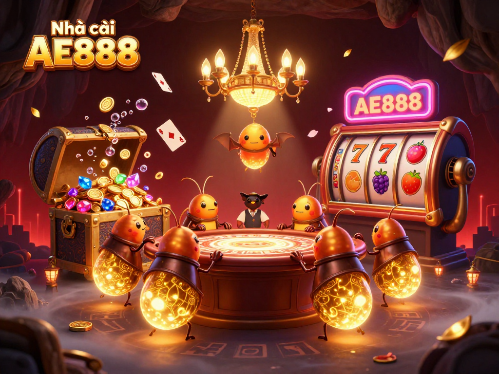 Experience thrilling gameplay at Nhà cái AE888 with illuminating casino adventures featuring glowing characters.