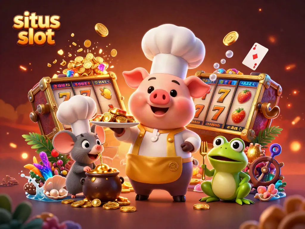 Experience exciting gameplay with the vibrant characters and elements of situs slot depicted in a lively casino-themed scene.