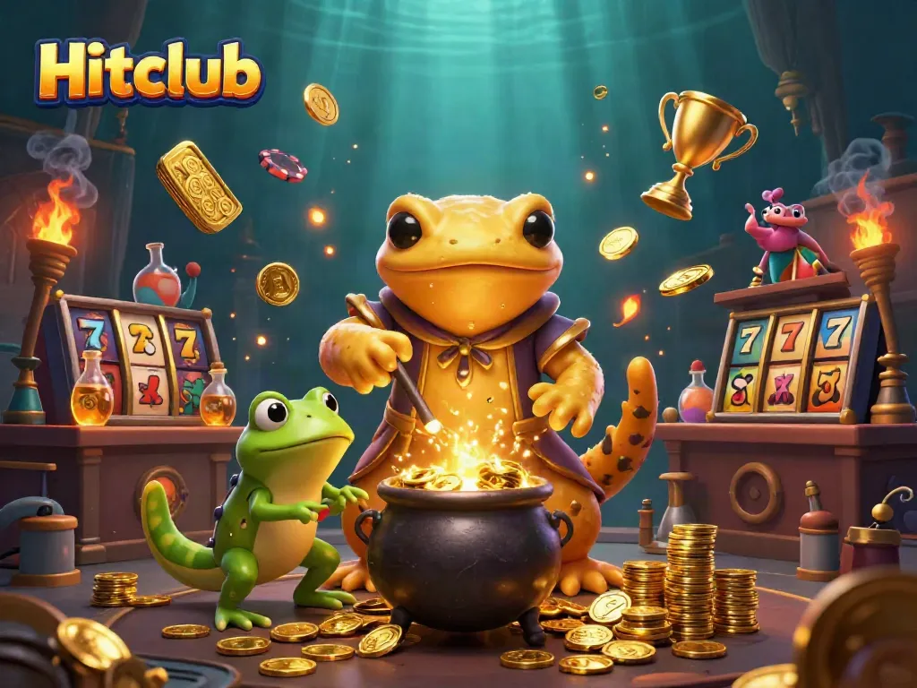 Hitclub: Join a dynamic scene of casino alchemy with golden winnings and exciting game elements