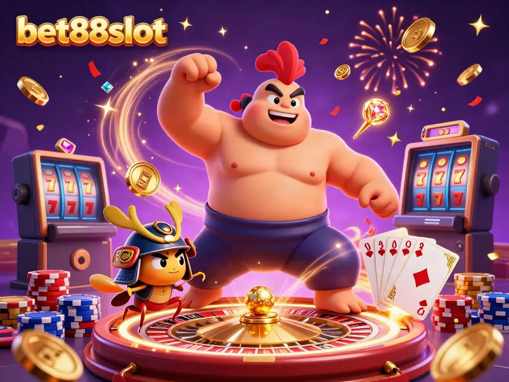 Experience the excitement of bet88slot with dynamic casino characters and vibrant game elements.