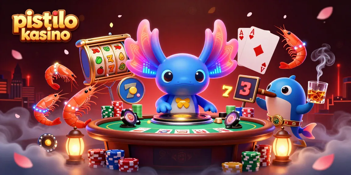 Spel met pistolo kasino in een kleurrijke 3D-scène vol gokkasten en een DJ.