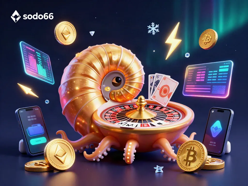 Experience the thrills of gaming at sodo66, where a giant nautilus blends a roulette wheel with vibrant casino elements.