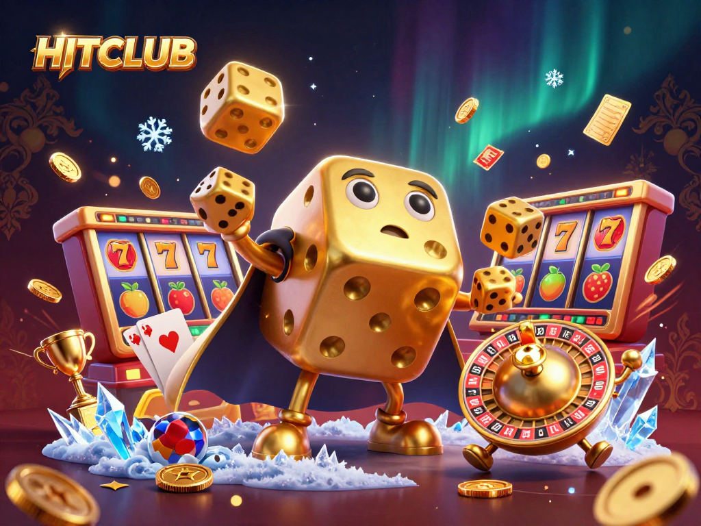Experience thrilling action at HITCLUB with a vibrant 3D casino scene filled with jackpots and games.