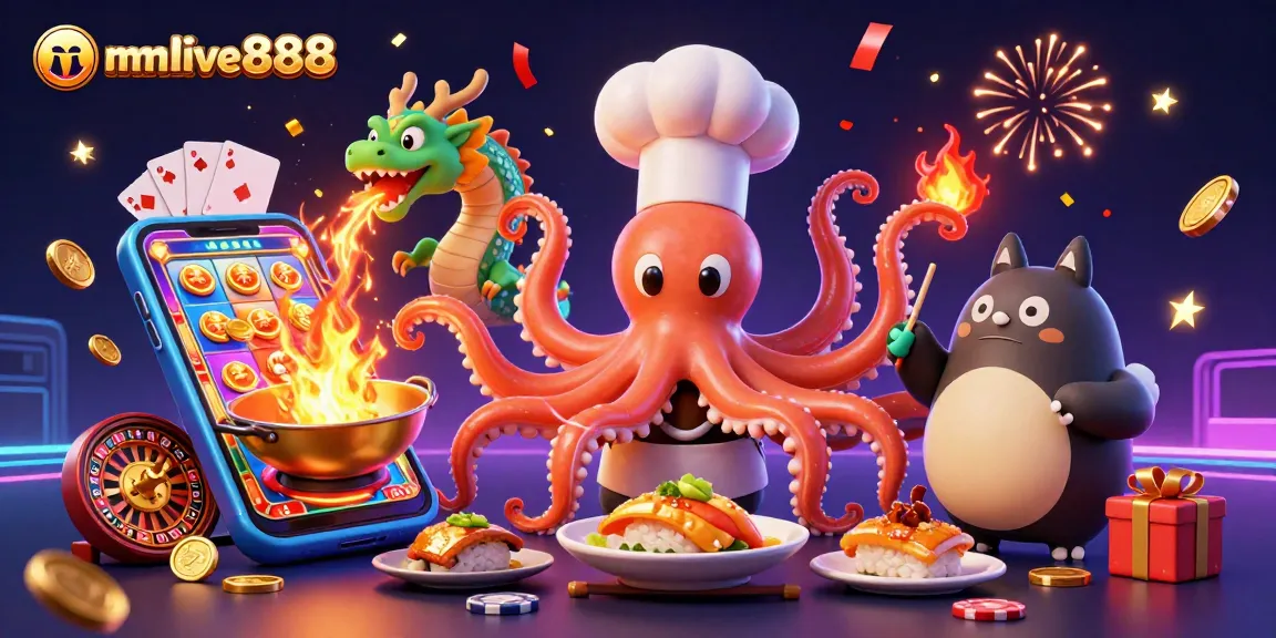 MMLIVE888 showcases a vibrant live casino scene with dynamic gameplay elements and lively characters.