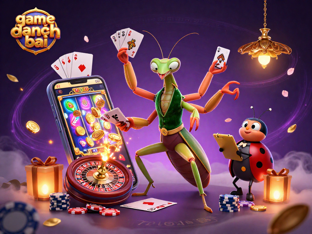 Engage in exciting game danh bai with dynamic characters amidst vibrant casino elements.